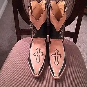 Black Leather & Tan Suede Cross Boots